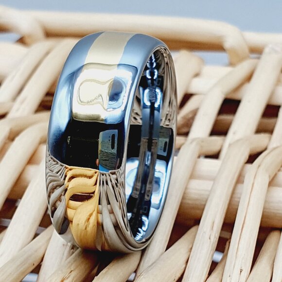 Polished Silver Tungsten Wedding Ring GALTUN180